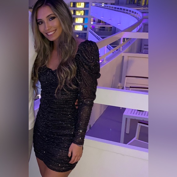 For Love And Lemons Dresses & Skirts - For Love & Lemons Glitter Polka Dot Puff Sleeve Mini Dress